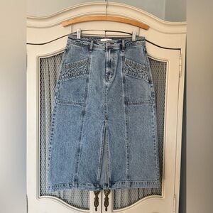 Habitual Western Style A-line Denim Midi Skirt